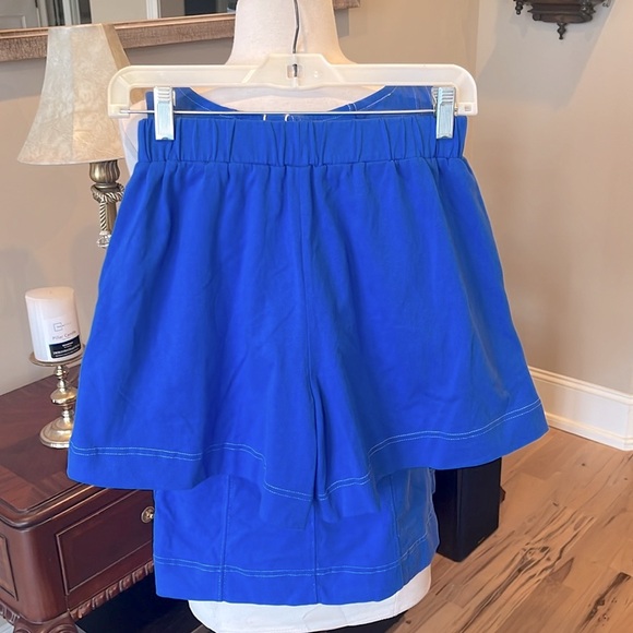 Matching Set Blue Cotton Flowy Tank Blousey Shorts New - Picture 10 of 11
